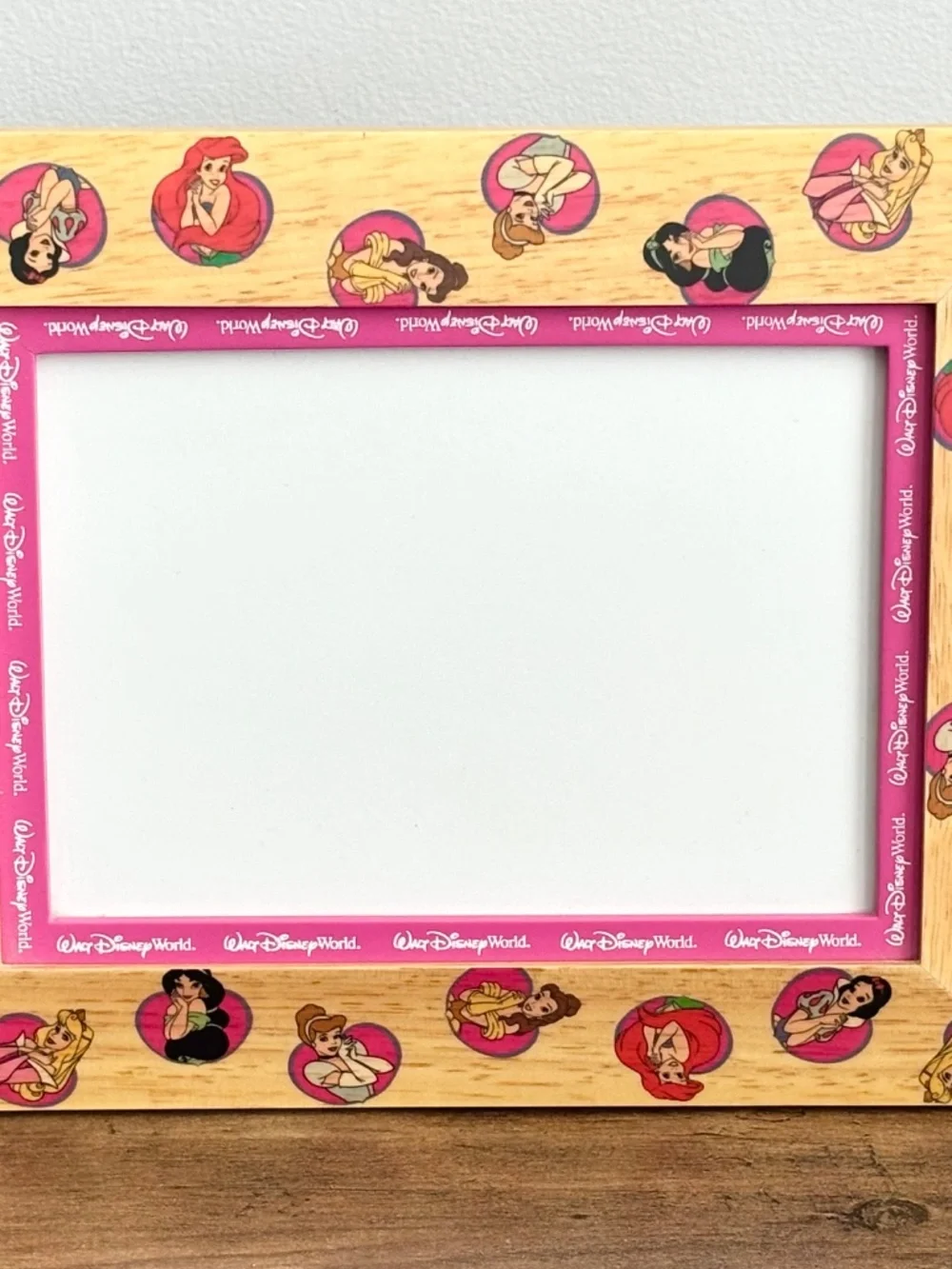 Walt Disney World Wooden 5x7 Princess Pattern Photo Picture Frame Ariel Belle
